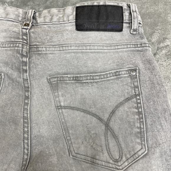 Calvin Klein Mens Jeans 30x32 Slim Fit Gray Stain Grunge Raw Hem - Picture 8 of 10